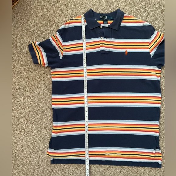 Y2K Polo by Ralph Lauren men’s size large blue with colorful stripes - Picture 7 of 10